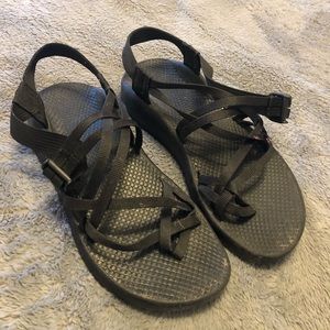 Black two strap chacos